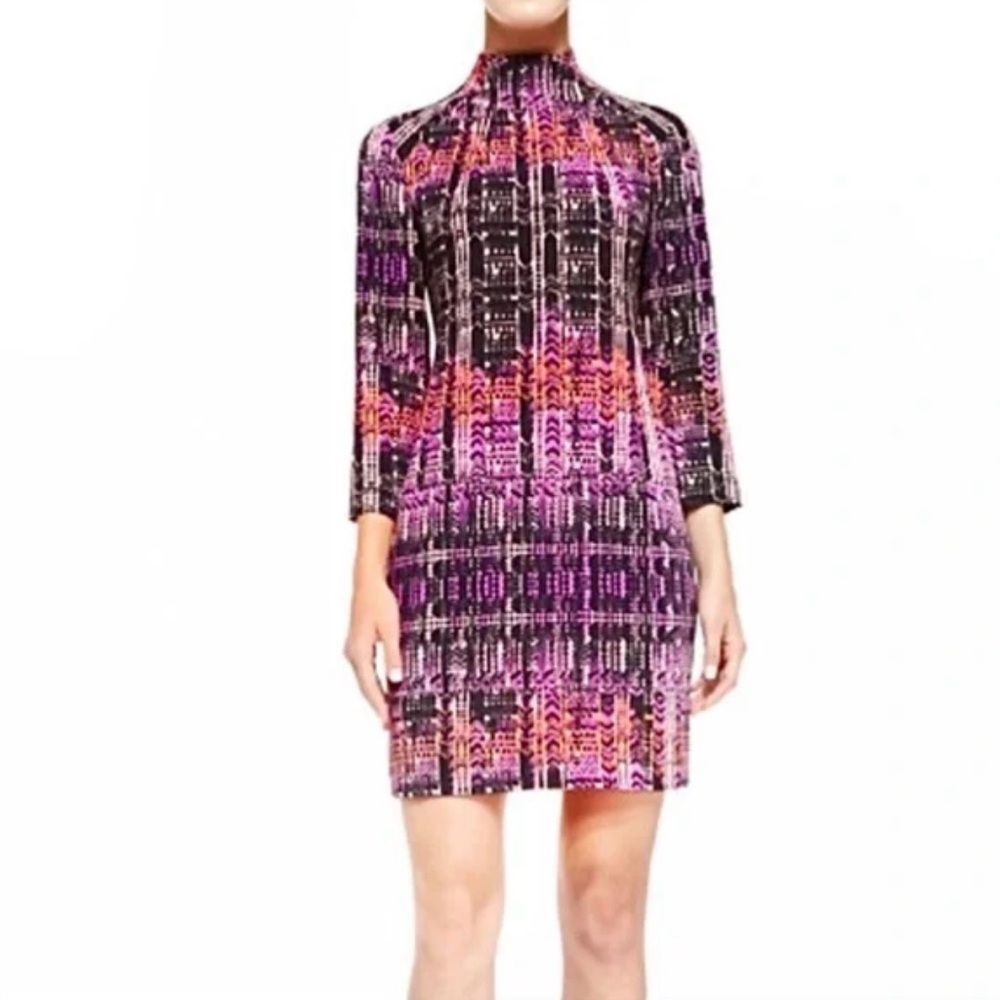 Nanette Lenore Mock Neck Shift 3/4 Sleeve Mini Dress Size 8